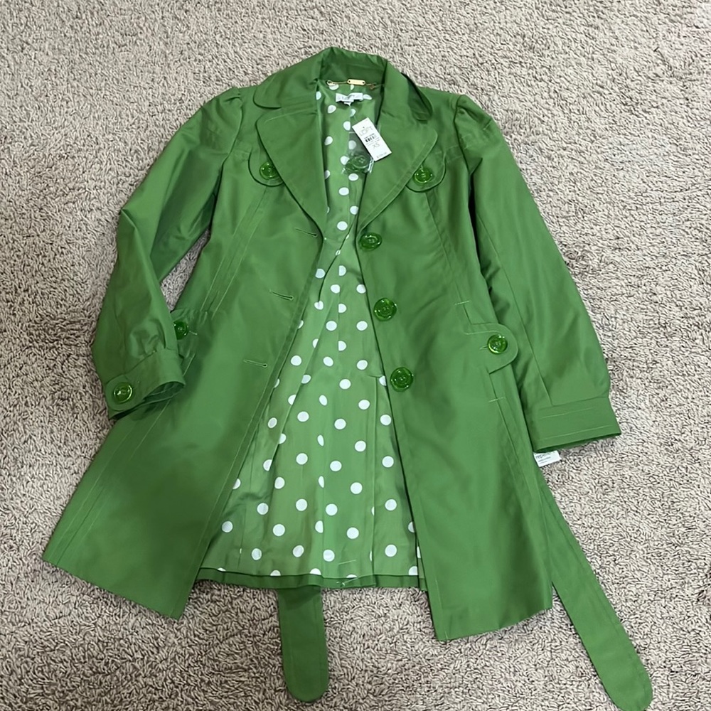 Ann Taylor LOFT XS Green Trench Coat